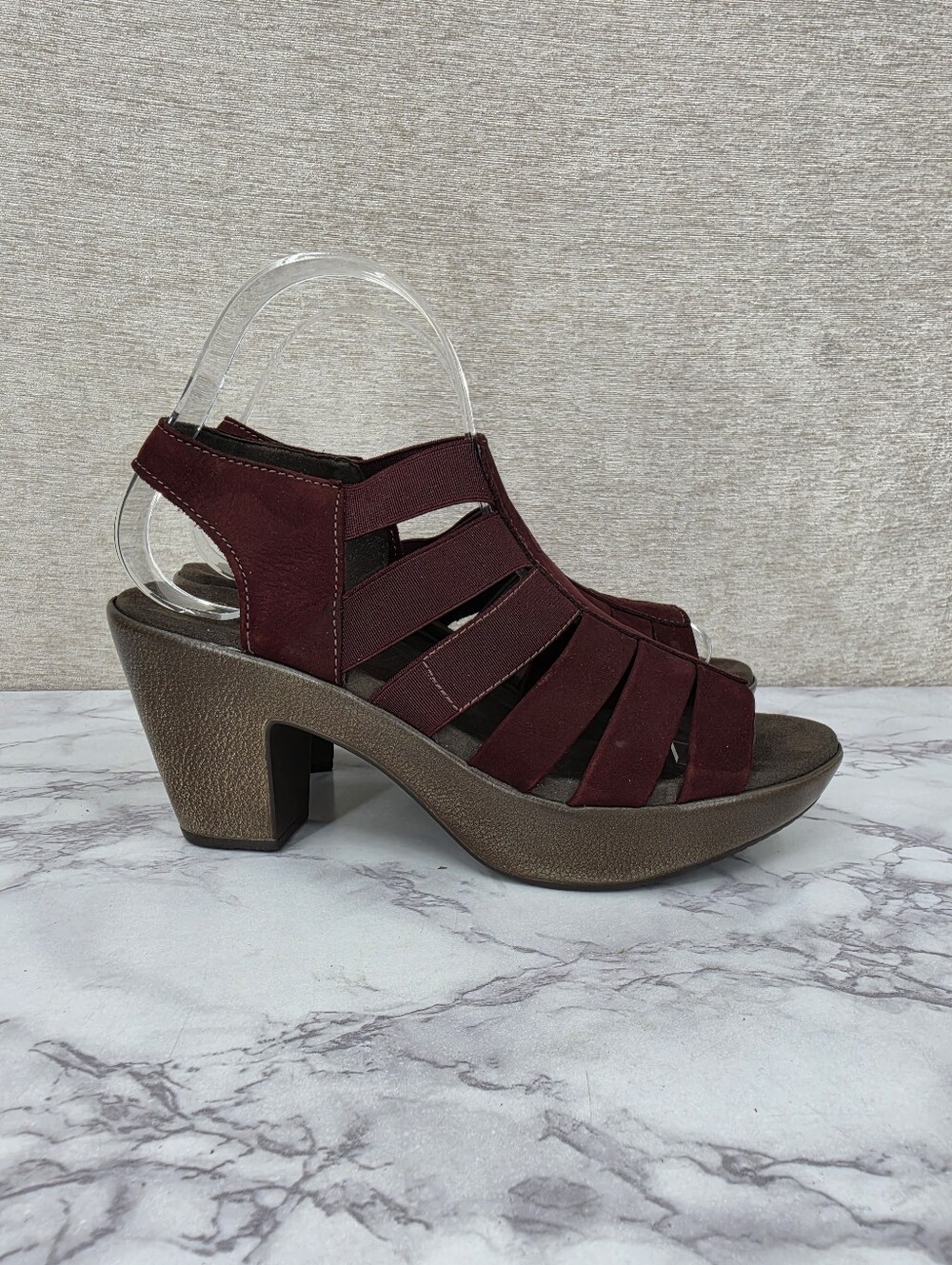 Munro Cookie Slingback Heeled Sandals Deep Maroon or Burgundy